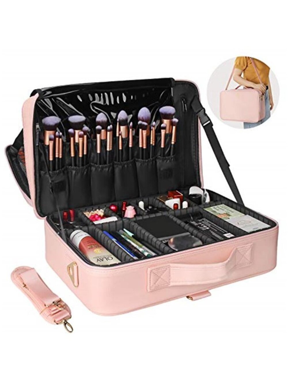 Travel Makeup Train Case Cosmetic Case Organizer Portable Artist Storage Bag